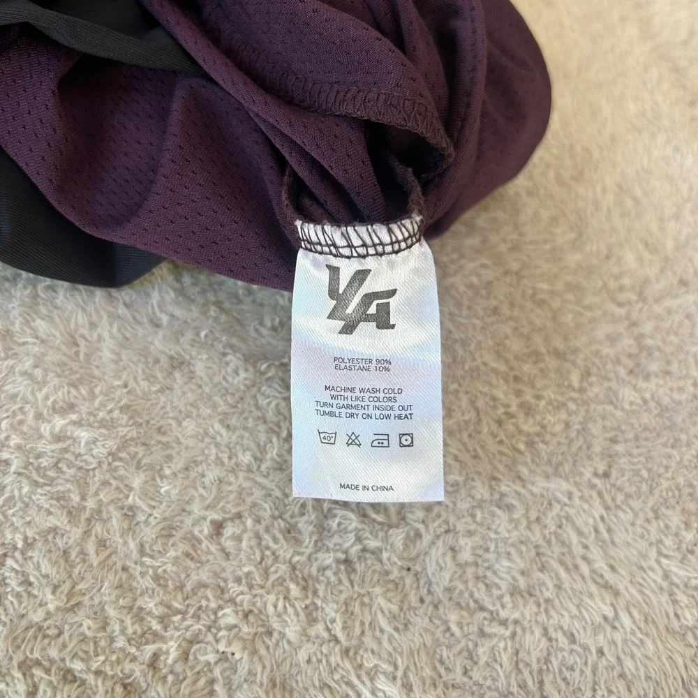 YoungLA 2-in-1 Mesh Gym Shorts Burgundy Purple Men Medium 104 Compression Liner
